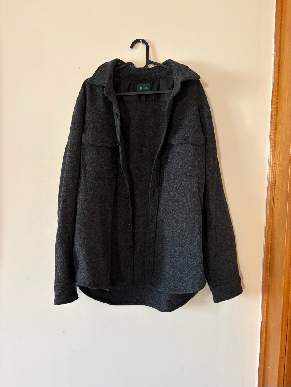 J. Crew Charcoal Button-Front 100% Wool Shacket Mens Large